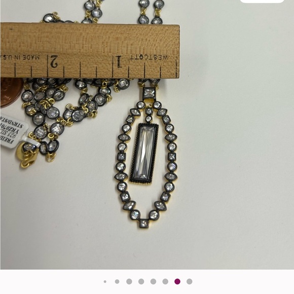 Luxurious Freida Rothman Sterling Necklace with Crystal Accents,18k G plated.NWT - Picture 12 of 13